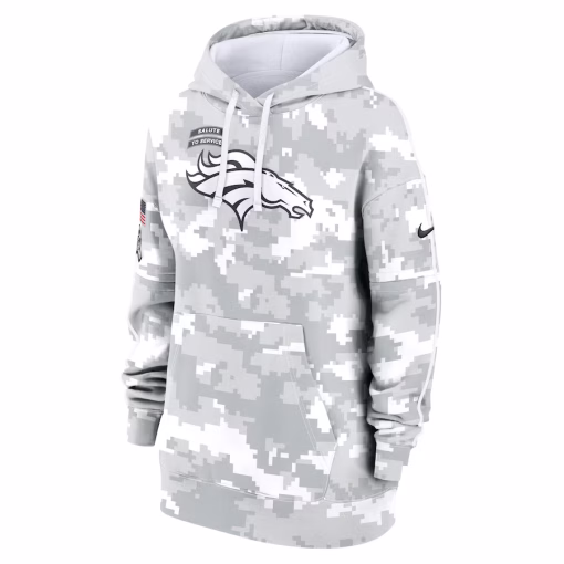 Denver Broncos Nike Women’s 2024 Salute To Service Club Fleece Oversized Pullover Hoodie – Arctic Camo - Image 2