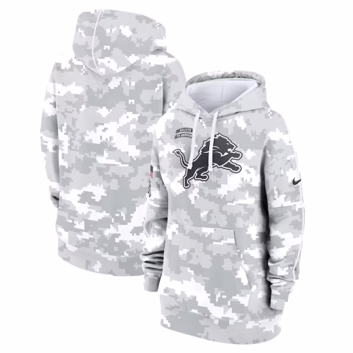 Detroit Lions Nike Women’s 2024 Salute To Service Club Fleece Oversized Pullover Hoodie – Arctic Camo