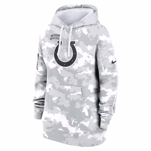 Indianapolis Colts Nike Women’s 2024 Salute To Service Club Fleece Oversized Pullover Hoodie – Arctic Camo - Image 3