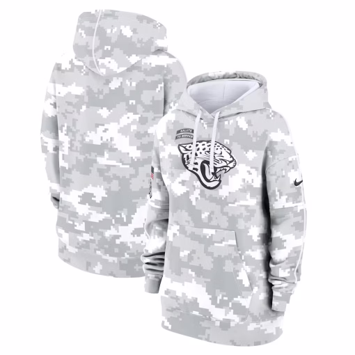 Jacksonville Jaguars Nike Women’s 2024 Salute To Service Club Fleece Oversized Pullover Hoodie – Arctic Camo