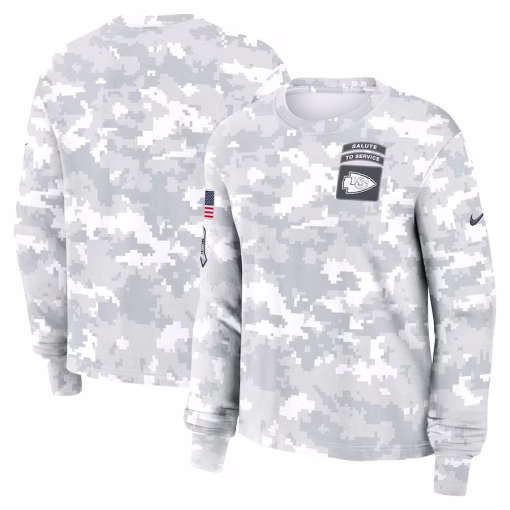 Women’s Kansas City Chiefs Nike Arctic Camo 2024 Salute To Service Long Sleeve T-Shirt