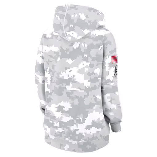 Las Vegas Raiders Nike Women’s 2024 Salute To Service Club Fleece Oversized Pullover Hoodie – Arctic Camo - Image 3