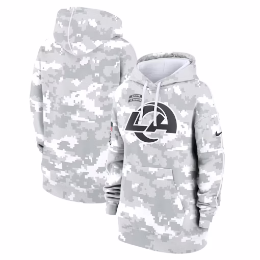 Los Angeles Rams Nike Women’s 2024 Salute To Service Club Fleece Oversized Pullover Hoodie – Arctic Camo