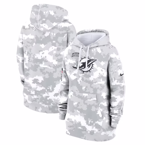 Miami Dolphins Nike Women’s 2024 Salute To Service Club Fleece Oversized Pullover Hoodie – Arctic Camo
