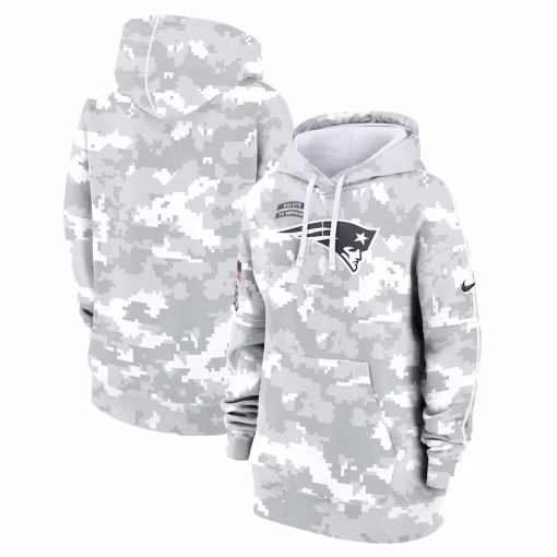 New England Patriots Nike Women’s 2024 Salute To Service Club Fleece Oversized Pullover Hoodie – Arctic Camo
