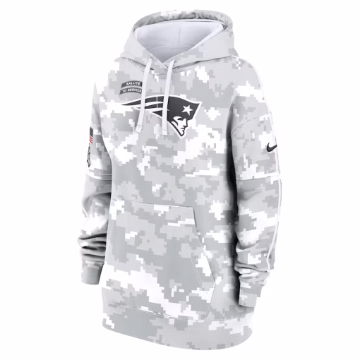 New England Patriots Nike Women’s 2024 Salute To Service Club Fleece Oversized Pullover Hoodie – Arctic Camo - Image 2