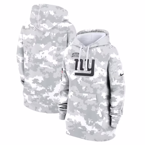 New York Giants Nike Women’s 2024 Salute To Service Club Fleece Oversized Pullover Hoodie – Arctic Camo
