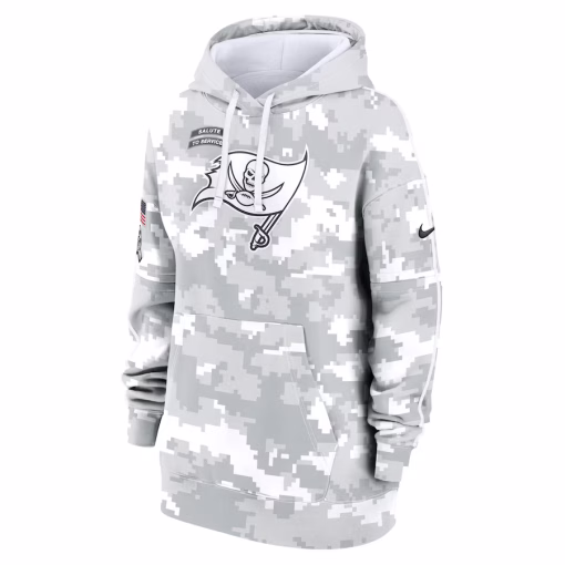 Tampa Bay Buccaneers Nike Women’s 2024 Salute To Service Club Fleece Oversized Pullover Hoodie – Arctic Camo - Image 2