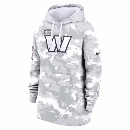 Washington Commanders Nike Women’s 2024 Salute To Service Club Fleece Oversized Pullover Hoodie – Arctic Camo - Image 2