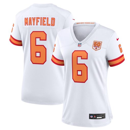Baker Mayfield ’76 Tampa Bay Buccaneers Nike Women’s 50th Season Game Jersey – White