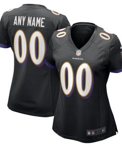 Baltimore Ravens Nike Women’s Alternate Custom Game Jersey – Black