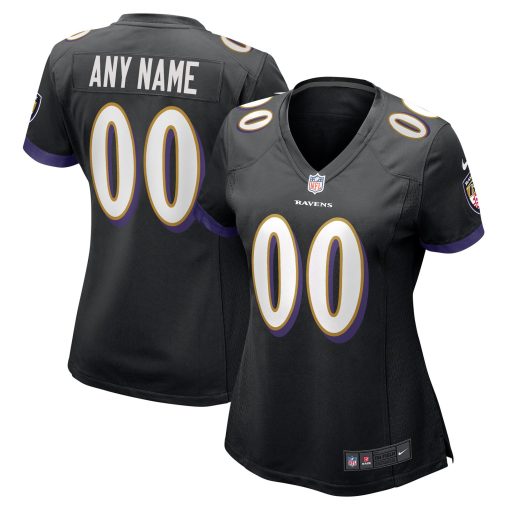 Baltimore Ravens Nike Women’s Alternate Custom Game Jersey – Black