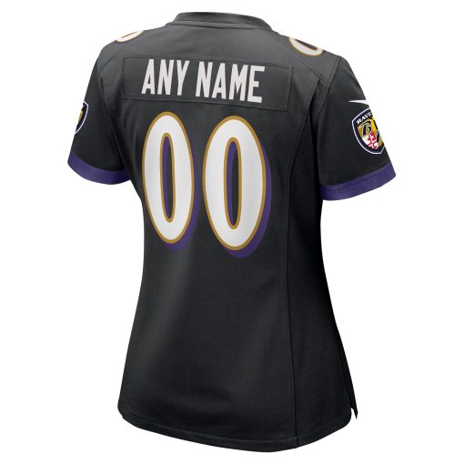 Baltimore Ravens Nike Women’s Alternate Custom Game Jersey – Black - Image 3