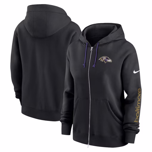 Baltimore Ravens Nike Women’s Phoenix Hoodie Full-Zip Sweatshirt – Black