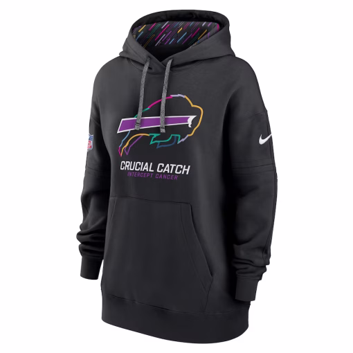 Buffalo Bills Nike Women’s 2024 NFL Crucial Catch Club Pullover Hoodie – Black - Image 2