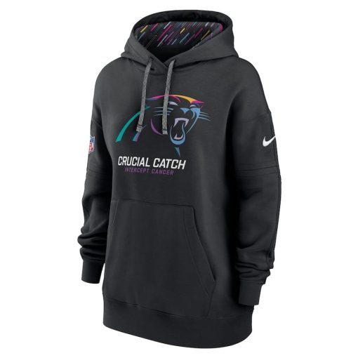 Carolina Panthers Nike Women’s 2024 NFL Crucial Catch Club Pullover Hoodie – Black - Image 2