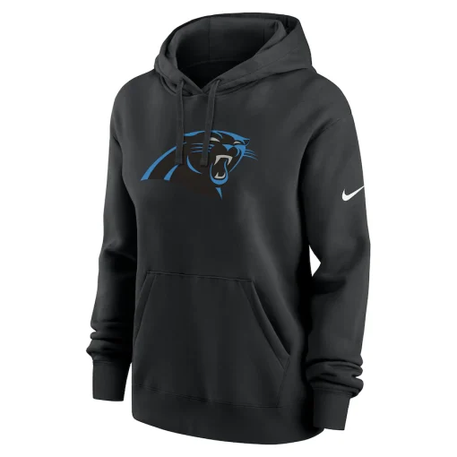 Carolina Panthers Nike Women’s Club Fleece Pullover Hoodie – Black - Image 2