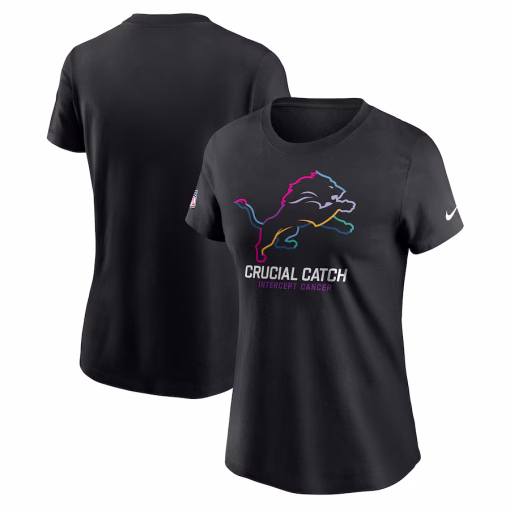 Detroit Lions Nike Women’s 2024 NFL Crucial Catch Club T-Shirt – Black