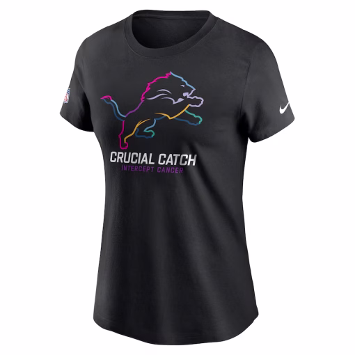 Detroit Lions Nike Women’s 2024 NFL Crucial Catch Club T-Shirt – Black - Image 2