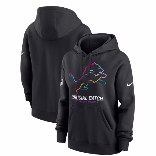 Detroit Lions Nike Women’s 2024 NFL Crucial Catch Performance Pullover Hoodie – Black