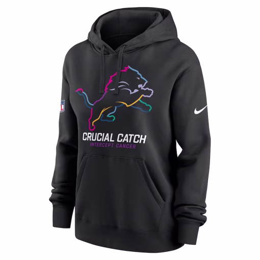 Detroit Lions Nike Women’s 2024 NFL Crucial Catch Performance Pullover Hoodie – Black - Image 2
