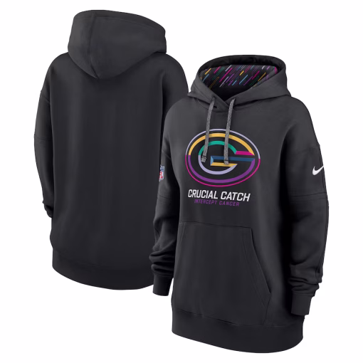 Women’s Green Bay Packers Nike Black 2024 NFL Crucial Catch Club Pullover Hoodie