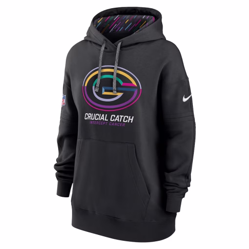Women’s Green Bay Packers Nike Black 2024 NFL Crucial Catch Club Pullover Hoodie - Image 2