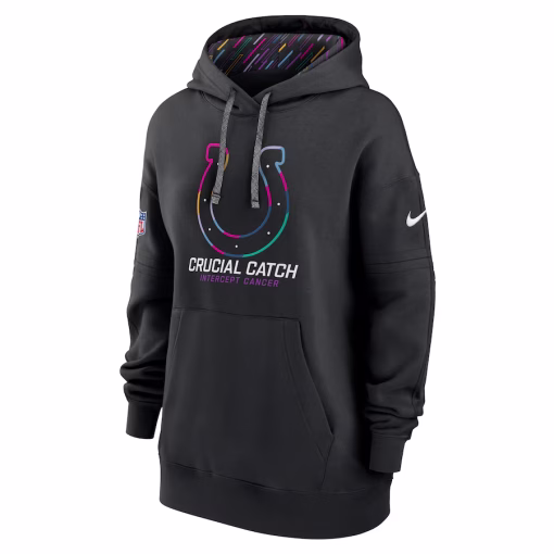 Indianapolis Colts Nike Women’s 2024 NFL Crucial Catch Club Pullover Hoodie – Black - Image 2