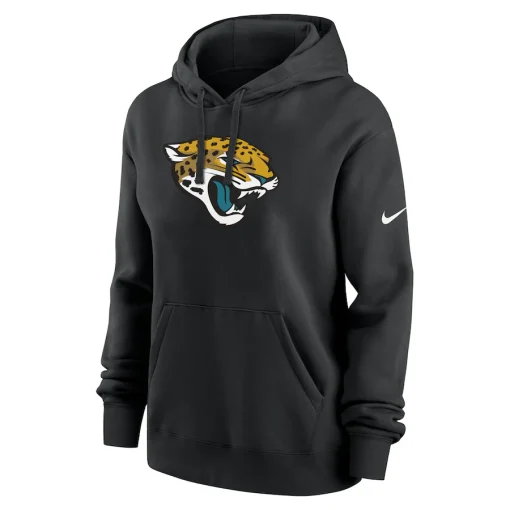 Jacksonville Jaguars Nike Women’s Club Fleece Pullover Hoodie – Black - Image 2