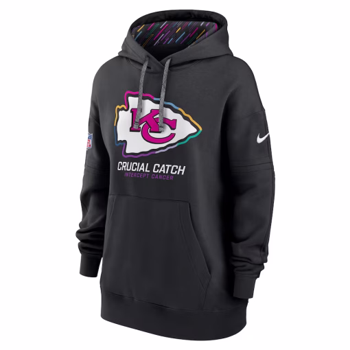Women’s Kansas City Chiefs Nike Black 2024 NFL Crucial Catch Club Pullover Hoodie - Image 2