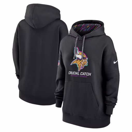 Minnesota Vikings Nike Women’s 2024 NFL Crucial Catch Club Pullover Hoodie – Black