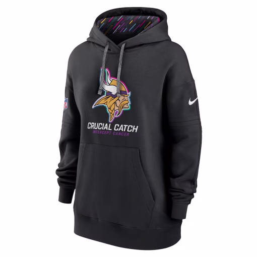 Minnesota Vikings Nike Women’s 2024 NFL Crucial Catch Club Pullover Hoodie – Black - Image 2