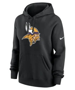 Alternative view of Minnesota Vikings Nike Women’s Club Fleece Pullover Hoodie – Black