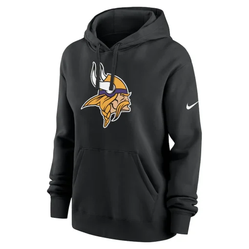 Minnesota Vikings Nike Women’s Club Fleece Pullover Hoodie – Black - Image 2