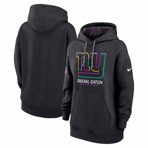 New York Giants Nike Women’s 2024 NFL Crucial Catch Club Pullover Hoodie – Black