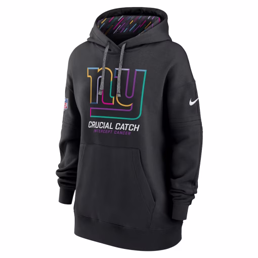 New York Giants Nike Women’s 2024 NFL Crucial Catch Club Pullover Hoodie – Black - Image 2