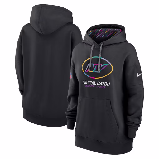New York Jets Nike Women’s 2024 NFL Crucial Catch Club Pullover Hoodie – Black