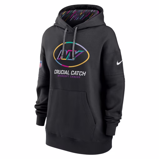 New York Jets Nike Women’s 2024 NFL Crucial Catch Club Pullover Hoodie – Black - Image 3