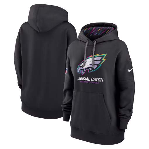 Women’s Philadelphia Eagles Nike Black 2024 NFL Crucial Catch Club Pullover Hoodie