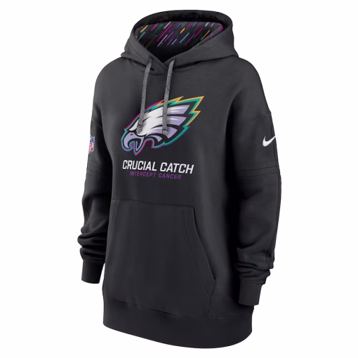 Women’s Philadelphia Eagles Nike Black 2024 NFL Crucial Catch Club Pullover Hoodie - Image 2