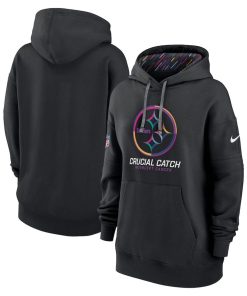 Women’s Pittsburgh Steelers Nike Black 2024 NFL Crucial Catch Club Pullover Hoodie