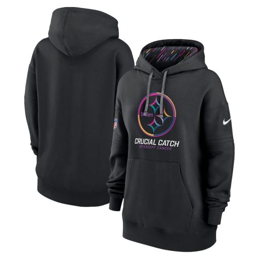 Women’s Pittsburgh Steelers Nike Black 2024 NFL Crucial Catch Club Pullover Hoodie