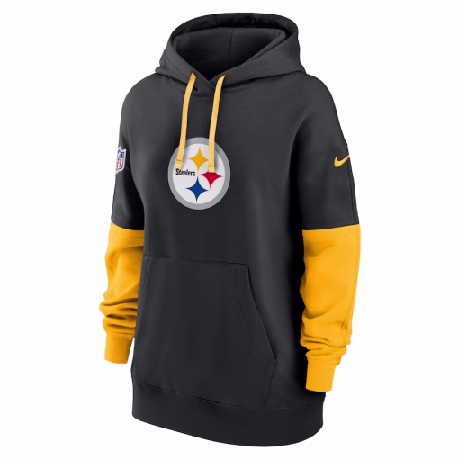 Women’s Pittsburgh Steelers Nike Black 2024 Sideline Essential Fleece Pullover Hoodie - Image 2
