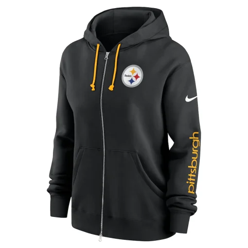 Women’s Pittsburgh Steelers Nike Black Phoenix Hoodie Full-Zip Sweatshirt - Image 2
