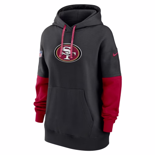 San Francisco 49ers Nike Women’s 2024 Sideline Essential Fleece Pullover Hoodie – Black - Image 2