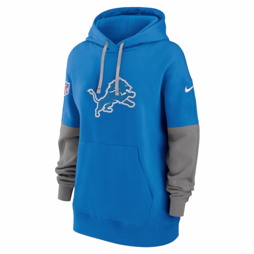 Detroit Lions Nike Women’s 2024 Sideline Essential Fleece Pullover Hoodie – Blue - Image 2