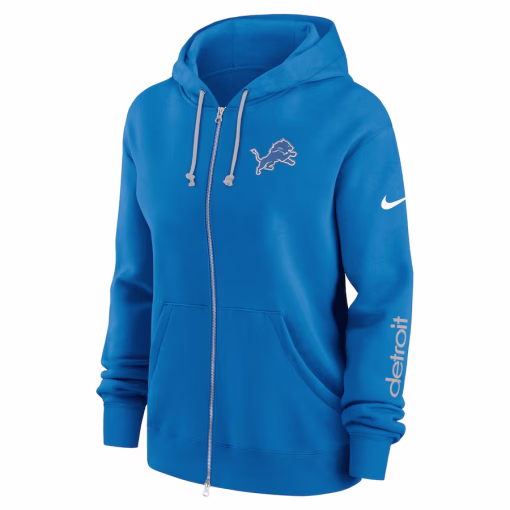 Detroit Lions Nike Women’s Phoenix Hoodie Full-Zip Sweatshirt – Blue - Image 2