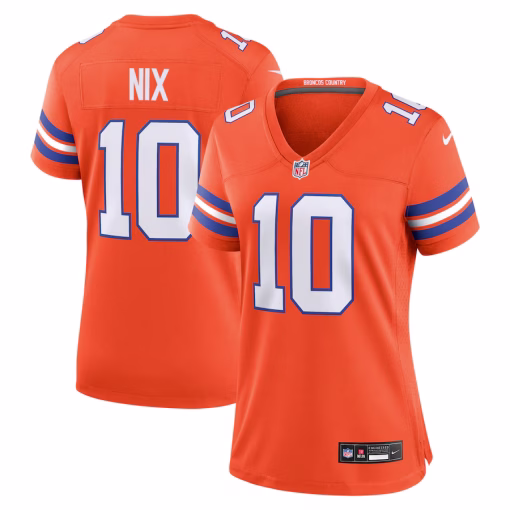 Bo Nix Denver Broncos Nike Women’s Mile High Collection 1977 Throwback Player Game Jersey – Orange