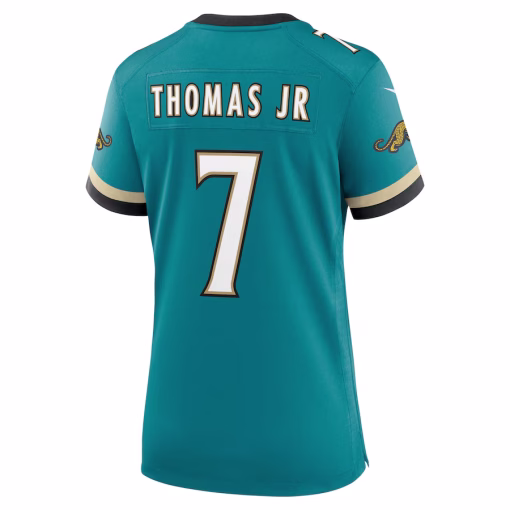 Brian Thomas Jr. Jacksonville Jaguars Nike Women’s Prowler Throwback Game Jersey – Teal - Image 3