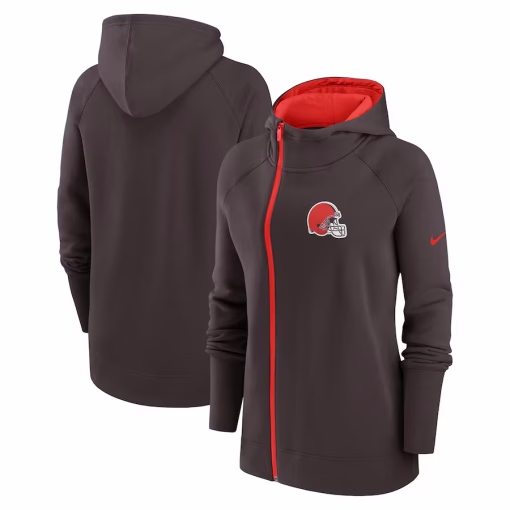 Cleveland Browns Nike Women’s Asymmetrical Raglan Full-Zip Hoodie – Brown